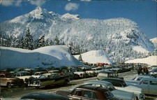 Snoqualmie Washington WA Ski Skiing Winter Sports Autos c1960s Vintage Postcard picture
