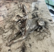 Peltro Italy Pewter German Shepherd Dog Guard Watch Miniature Figurine picture