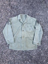 Vintage 40s USMC HBT Field Jacket P-41 WWII Stencil  picture