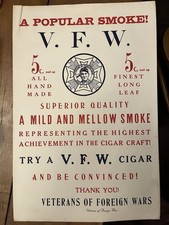 Vintage 20’s V.F.W. Broadside Fundraising Cigar Poster - First Edition Not Repop picture