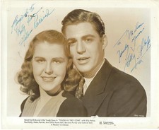 ACTORS BILLY HALOP & HELEN PARRISH, SIGNED VINTAGE STUDIO PHOTO. picture