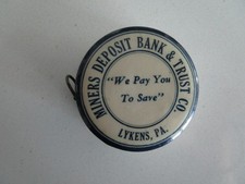 Vintage celluloid tape adv. Miner's Deposit Bank  & Trust, Lykens Pa. picture