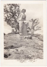 1942 Young Woman Trousers Goose Pond Mass Snapshot Found Photo Vintage picture