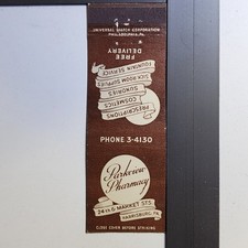 Parkview Pharmacy Harrisburg PA Vintage 24th & Market Sts Matchbook picture