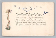 Dear Mother Poem Birds Floral Art Linen Era Sentimental Vintage Postcard picture