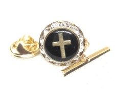 RELIGIOUS CROSS CRYSTAL TIE TACK / LAPEL PIN picture