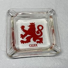 Vintage Gluek Beer Glass Ashtray Red Griffin Logo Tobacciana Minneapolis MN picture