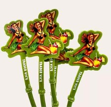 Trader Vic’s Hula Girl Bamboo Design Stir Sticks Lot Of 5 Plastic Tiki Hawaiian picture