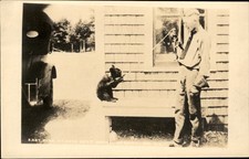 Carmel ME Man with Bear c1900s-10s Real Photo Vintage Postcard bhn picture