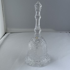 Vintage Pressed Glass Bell Scalloped Rim Floral Leaves Pattern Clear 7