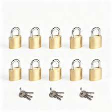 10Pack Small Brass Padlocks Keyed Alike, Mini Locks for Luggage/Backpacks/Diary picture