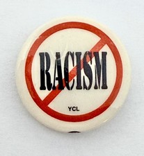 Vintage YCL Anti-Racism Pin Back Button Young Communist League Propaganda Badge picture