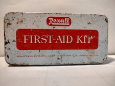 Vintage Rexall Drug Company First Aid Kit Tin. Empty picture