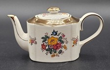 VTG Arthur Wood Haddon 1930s Ceramic Teapot W/Gold Accents Floral Design England picture