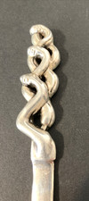 Antique Three Snakes Solid Sterling Silver Letter Opener- 24+g - Unusual picture