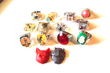 Vtg Gumball Charm Cracker Jack 60's HK LOT RINGS  Vending machine toys prizes picture