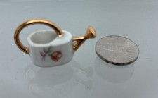 Limoges France Mini Porcelain Watering Can Gold Trim Dollhouse picture