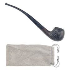 Ebony Wood Tobacco Pipe Long Stem Smoking Pipe 3mm Filter Handmade Pipe picture