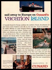 1961 Cunard Europe Vacation Island Cruise Ship Line Vintage Travel Print Ad picture