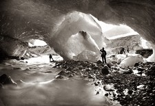 Grindelwald Glacier Ice Cavern Explorers River Mountain Vtg. Photo 19thC. picture