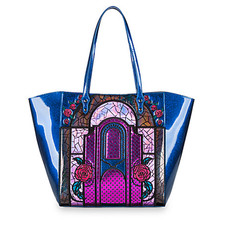 Danielle Nicole Disney Beauty and the Beast Stained Glass w Roses Blue Tote Bag picture