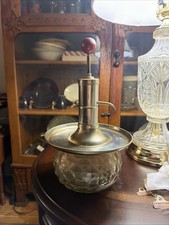 Vintage Park Sherman Mid-Century Glass and Brass PumpLiquor Decanter picture