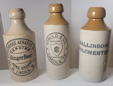 Antique ENGLISH Vintage (3) Stoneware Cork-top Ginger Beer Bottles  LOT N picture