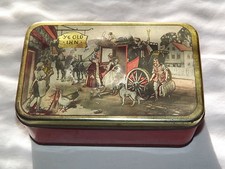 VINTAGE  MADE IN USA YE OLD INN HORSE & CARRIAGE DOG DUCK RED TIN picture