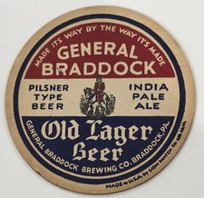 Patriotic General Braddock Beer Coaster 4 Inch Braddock Pennsylvania 1930’s picture