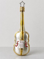 VTG Inge-Glas Violin Blown Glass Christmas Ornament Germany Star Crown 6” picture