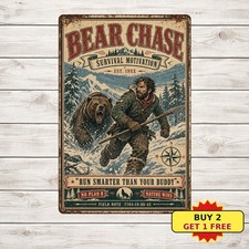Bear Shop Retro Tin Sign Vintage Wilderness Cabin Decor Metal Wall Plaque picture