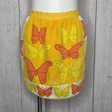 Vtg 70s Vera Butterfly Terrycloth Half Apron Mod Orange Yellow Green Kitchen picture