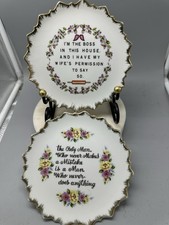 2 VTG 1950s. Funny Quote Plates Both 7 Diamter Excellent Condition picture