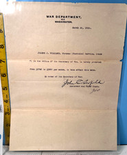 1926 War Department Promoted Raise for Custodian Letter picture