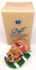 VTG 1998 Avon Football Teddy Sports Bear Christmas Ornament With Original Box picture