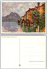 Gandria Lake Lugano Switzerland Art Postcard Fritz Meijer Painting c.1910s picture