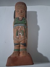 Vtg Mexican Folk Art Terracotta Tiki Standing Mexico Figurine 13x5 Signed  picture