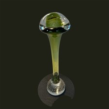 VTG Aseda Glasbruk Jack In The Pulpit Green Glass Bubble Base Bud Vase 10”in picture