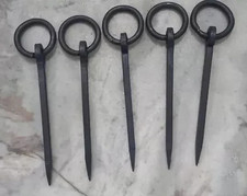 Iron Hook 5 piece Antique Wrought Iron Tethering Ring on Pin picture