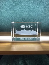MSC Seaside Cruise Ship Optic Glass Crystal 3D Cube 2x2x3