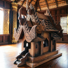 Wooden Pavilion Decor Handmade  Small Thai Spirit House Style| Rustic Home Deco picture