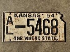 Vintage 1954 Kansas License Plate 7-54698 The Wheat State Embossed Metal picture