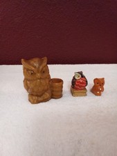 CeramicBrown Owl Toothpick Holder. HandpaintedOwl Sitting on Book,Owl from Spain picture