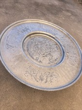 Vintage Aluminum Lazy Susan Round Floral Tray 15” picture