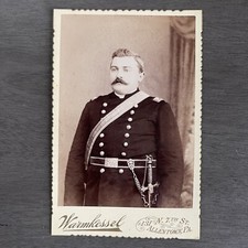 Man Wearing Fraternal Sword Sash Mustache Jolly cabinet card allentown pa picture
