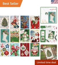 Anydesign 48 Pack Christmas Holiday Greeting Cards Assortment Vintage picture