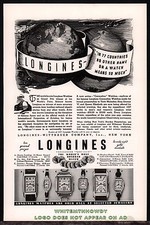 1937 LONGINES-WITTNAUER Men's & Ladies Wrist Watch Antique AD w/original prices picture