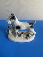 Rare 1940s Carl Scheidig Fox Terrier Dogs Figurine Porcelain Vintage Germany picture