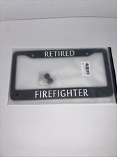 BRAND NEW “Retired Firefighter” License Plate Cover (BLACK) With Hardware  picture