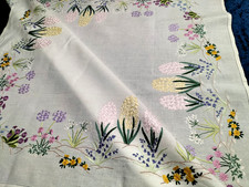 Fabulous 'Fairistytch' Cottage Garden Borders Hand Embroidered Tablecloth picture